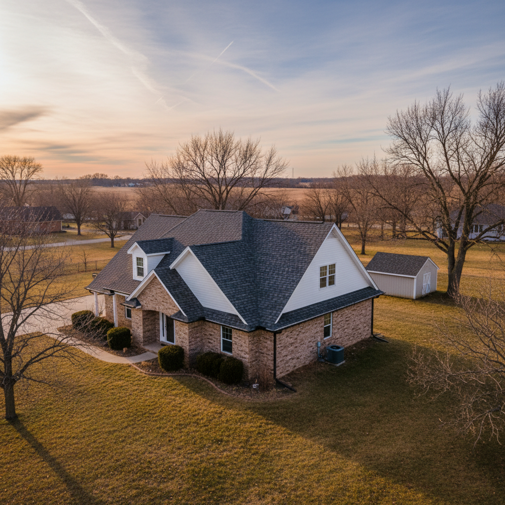 Completed roof installation work at a residential property in Emporia, KS