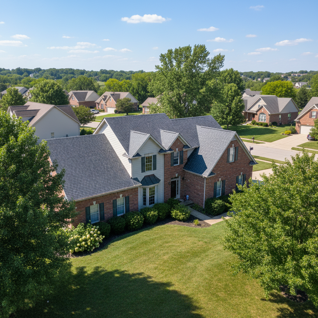 Completed roof repair work at a residential property in Leavenworth, KS