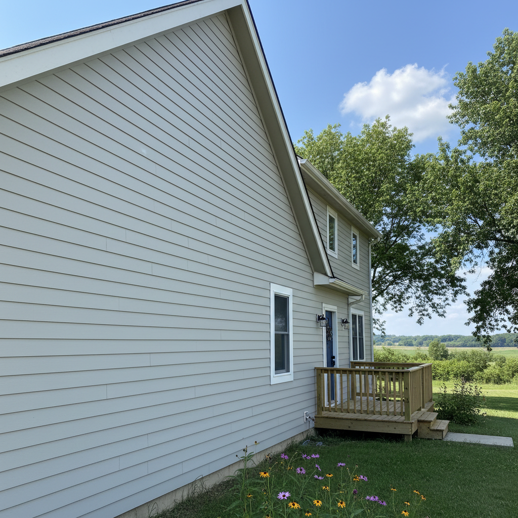 Completed cement siding work at a residential property in Topeka, KS