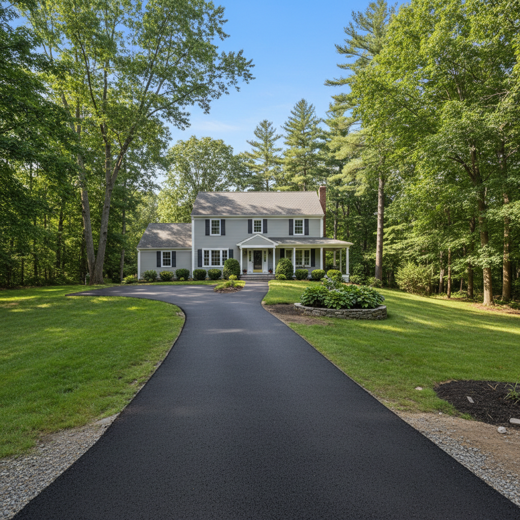 Completed asphalt repair work at a residential property in Lynn, MA