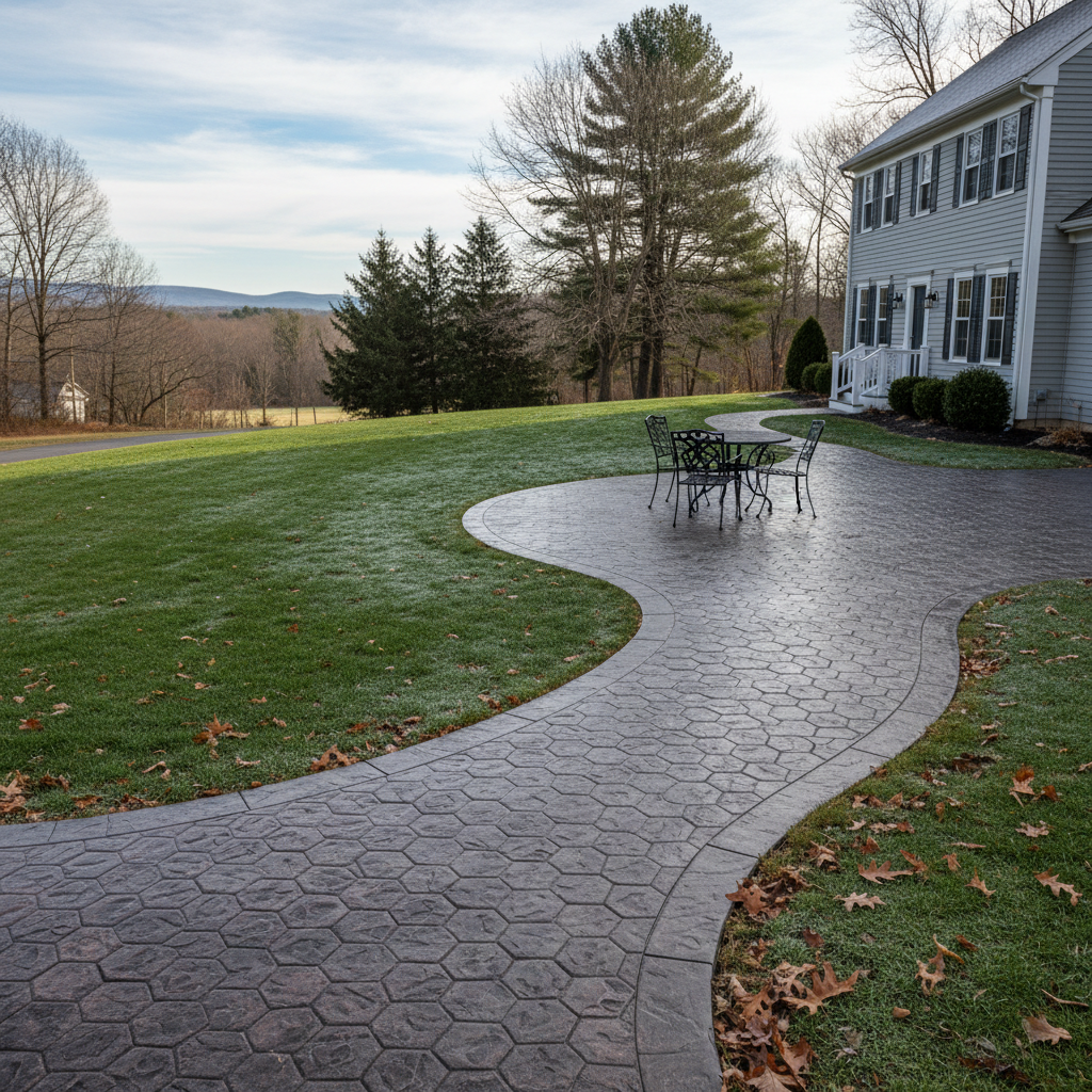 Completed concrete installation work at a residential property in West Greenwich, RI