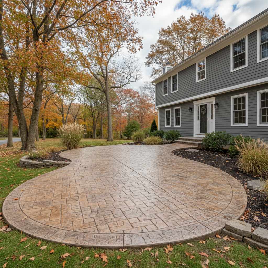 Completed concrete installation work at a residential property in Worcester, MA