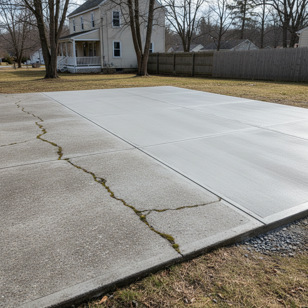Completed concrete flatwork work at a residential property in Worcester, MA