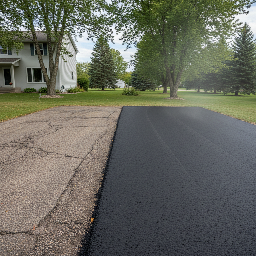Completed parking lot paving work at a residential property in Duluth, MN