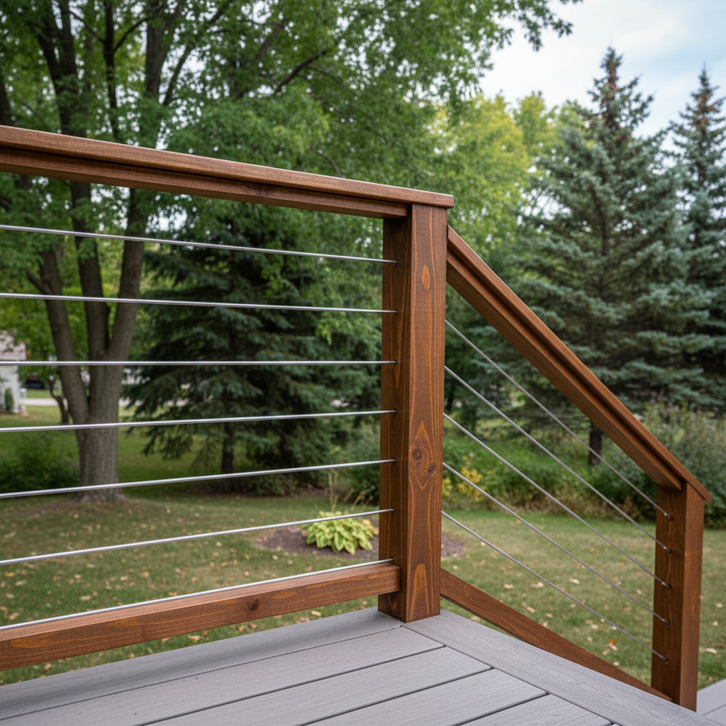 Completed deck railing installation work at a residential property in Minnetrista, MN