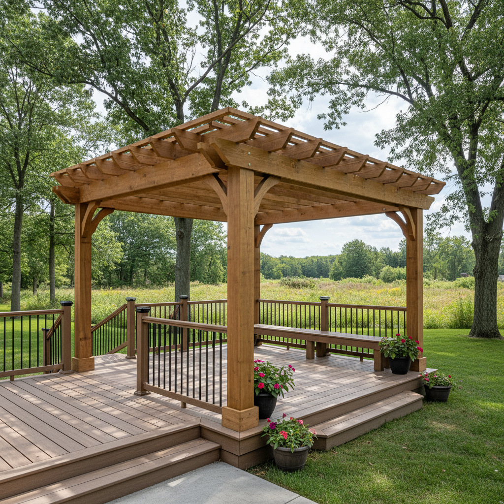 Completed pergola construction work at a residential property in Minnetrista, MN