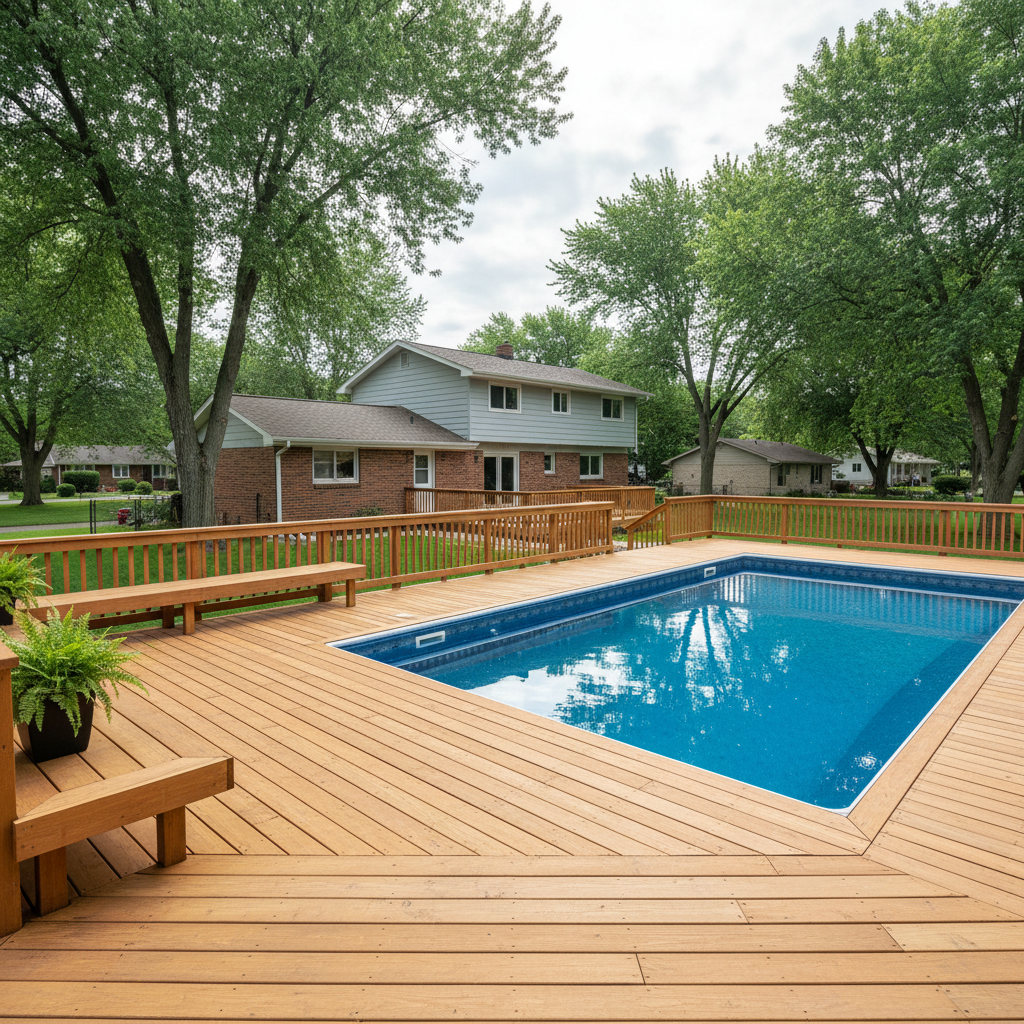 Completed pool decks work at a residential property in St Paul, MN