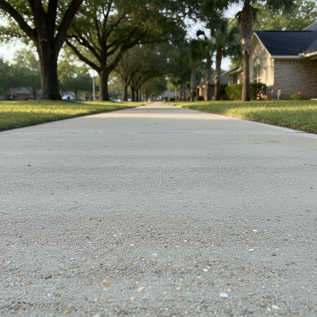 Completed concrete sidewalks work at a residential property in Gulfport, MS