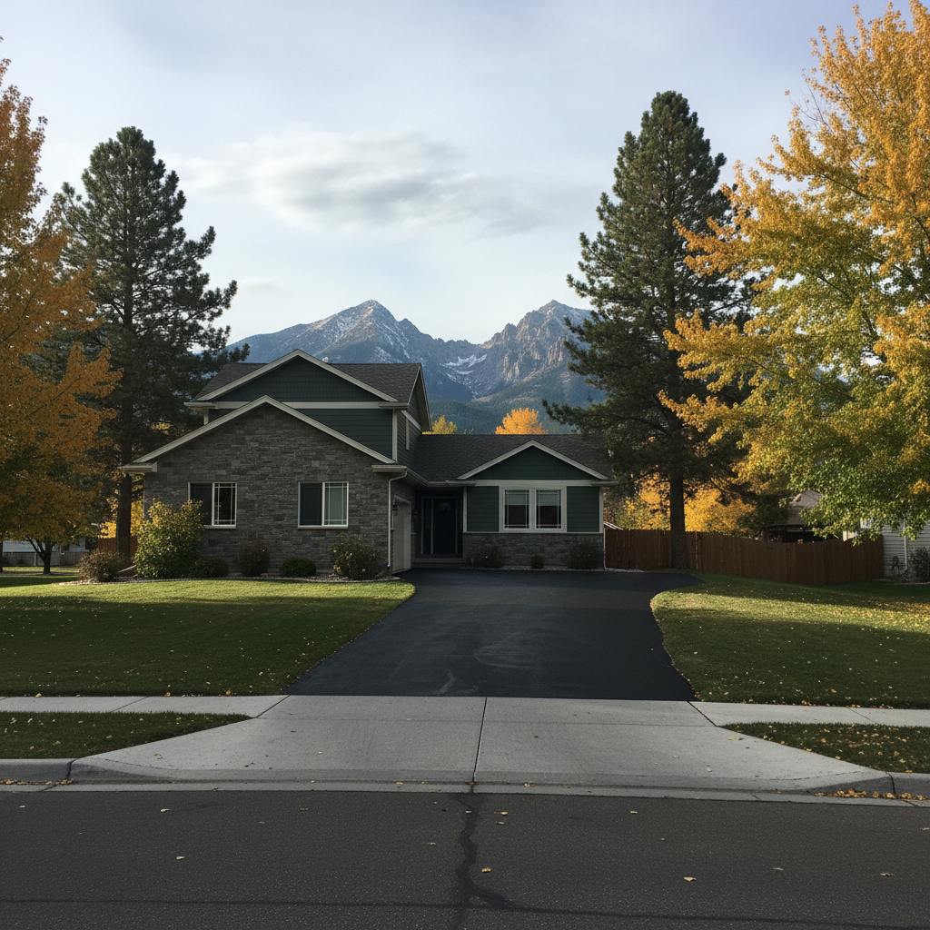 Completed asphalt sealcoating work at a residential property in Missoula, MT