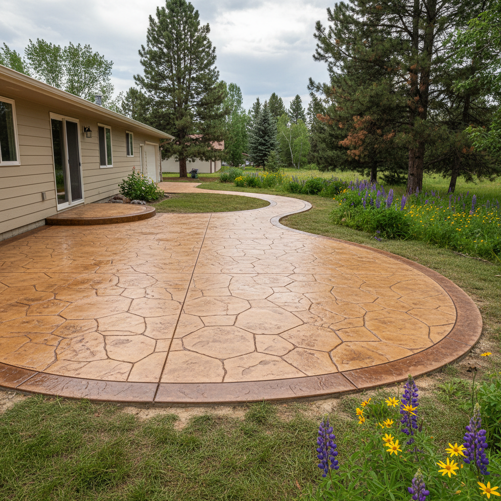 Completed decorative concrete work at a residential property in Missoula, MT