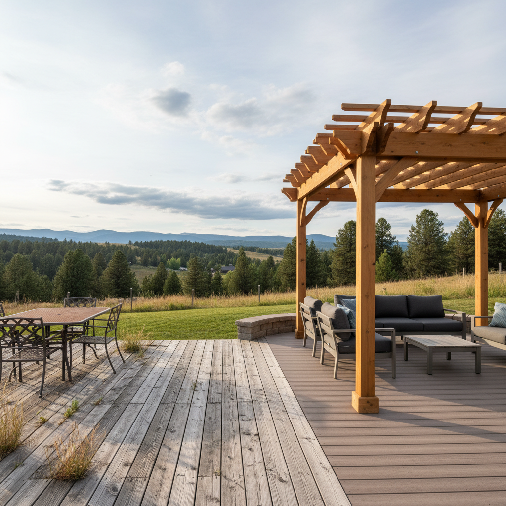 Completed pergola construction work at a residential property in Missoula, MT