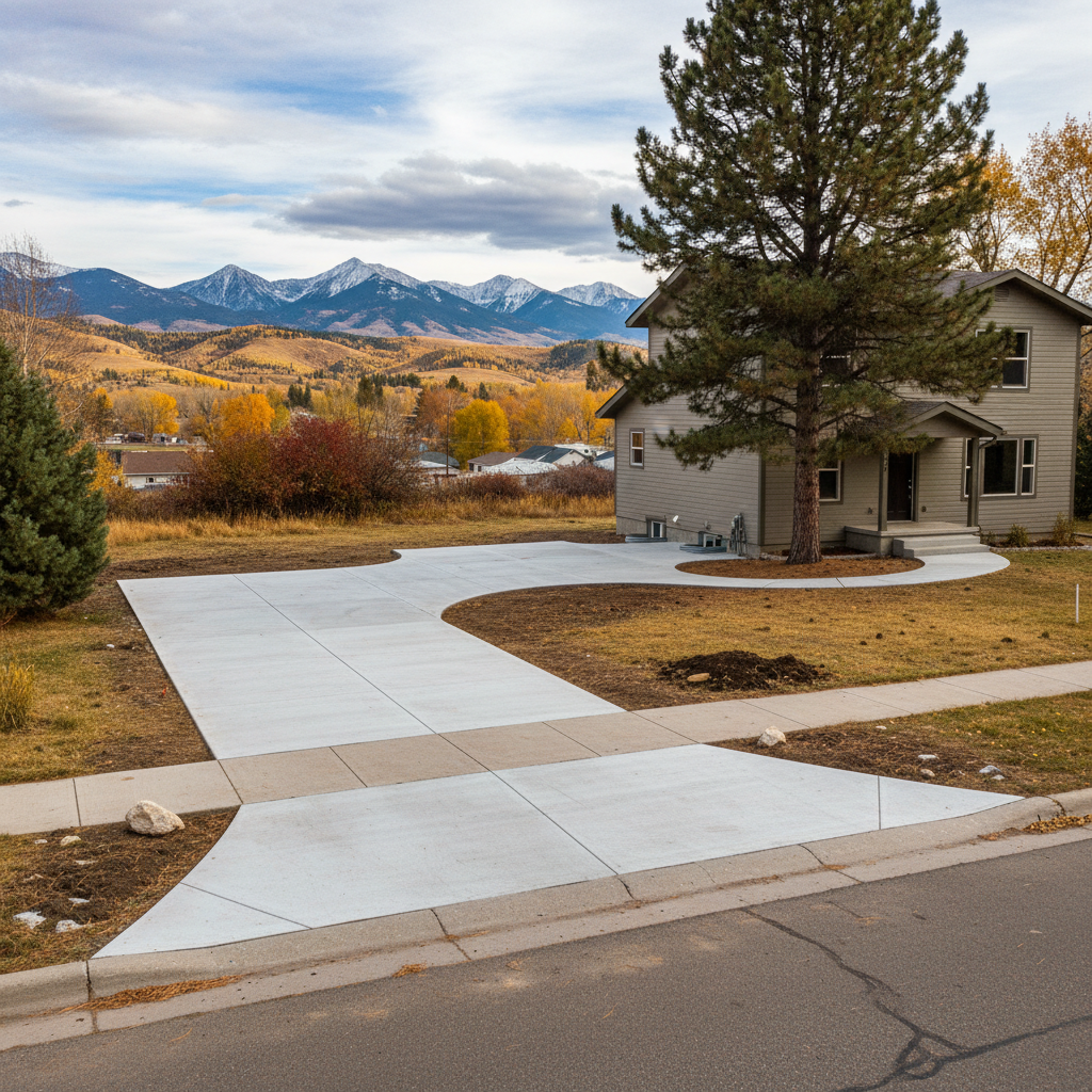 Completed concrete installation work at a residential property in Missoula, MT