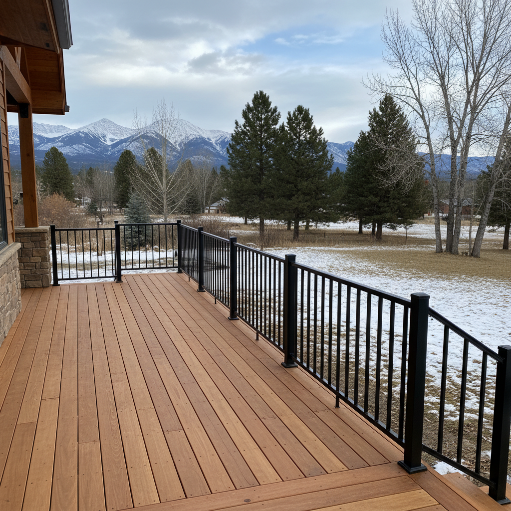 Completed deck railing installation work at a residential property in Missoula, MT