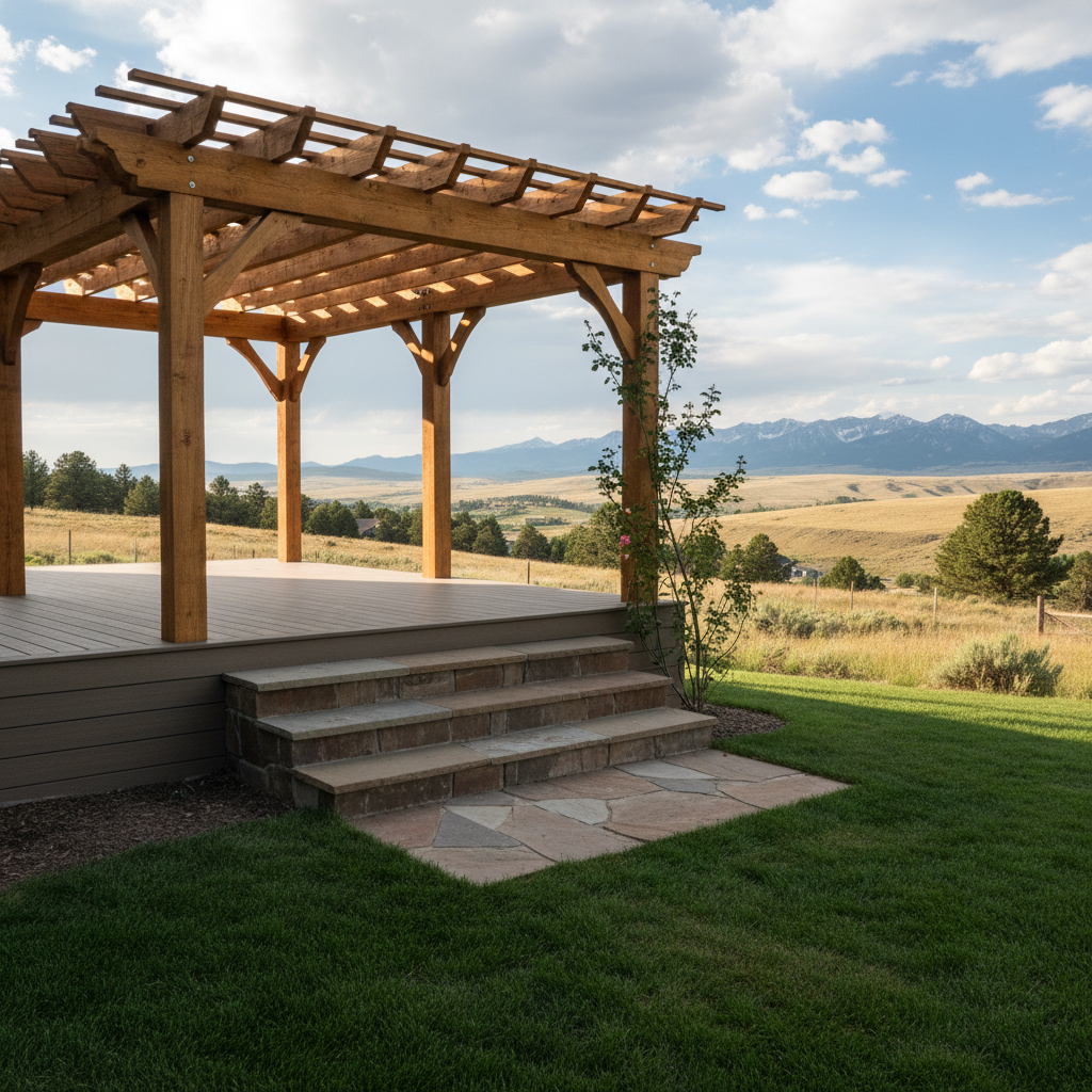 Completed pergola construction work at a residential property in Billings, MT