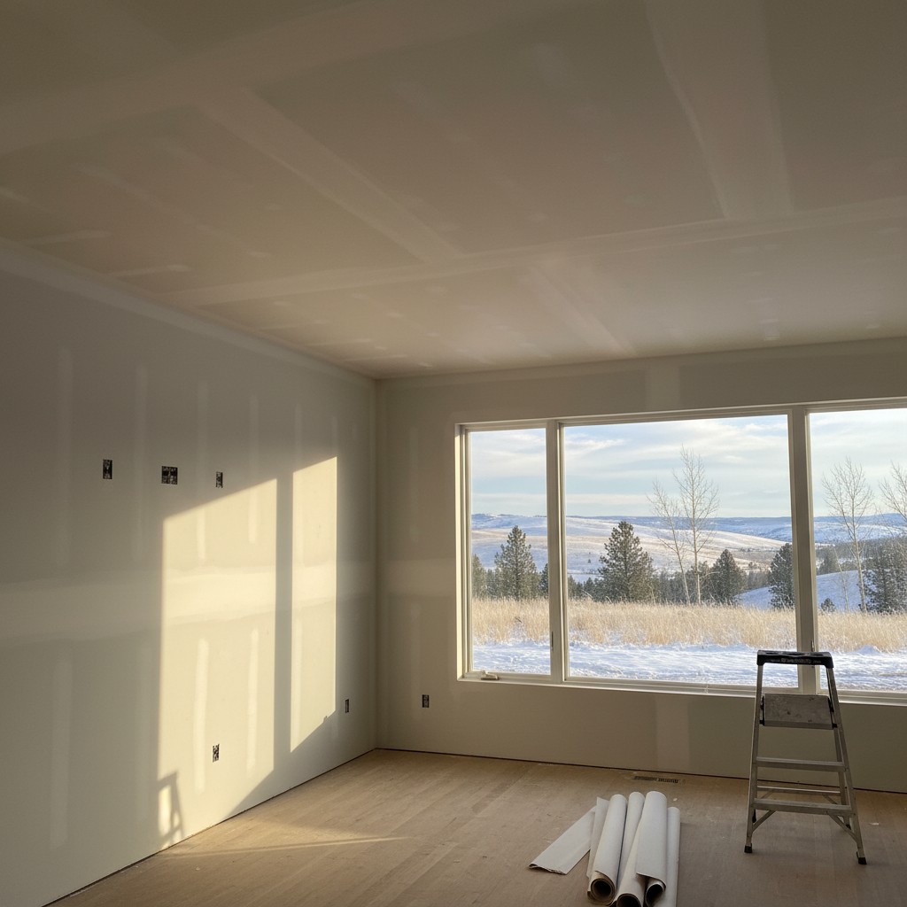 Completed drywall installation work at a residential property in Billings, MT