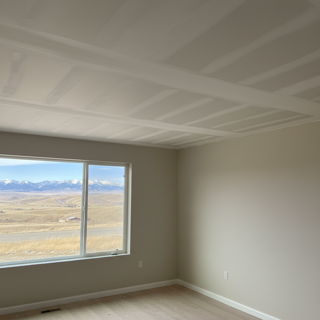 Completed popcorn ceiling removal work at a residential property in Billings, MT