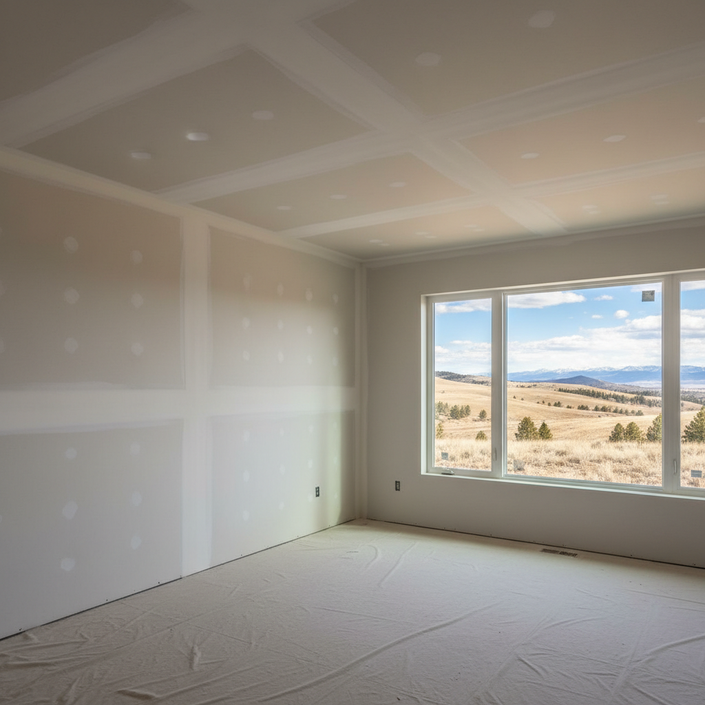Completed sheetrock installation work at a residential property in Billings, MT
