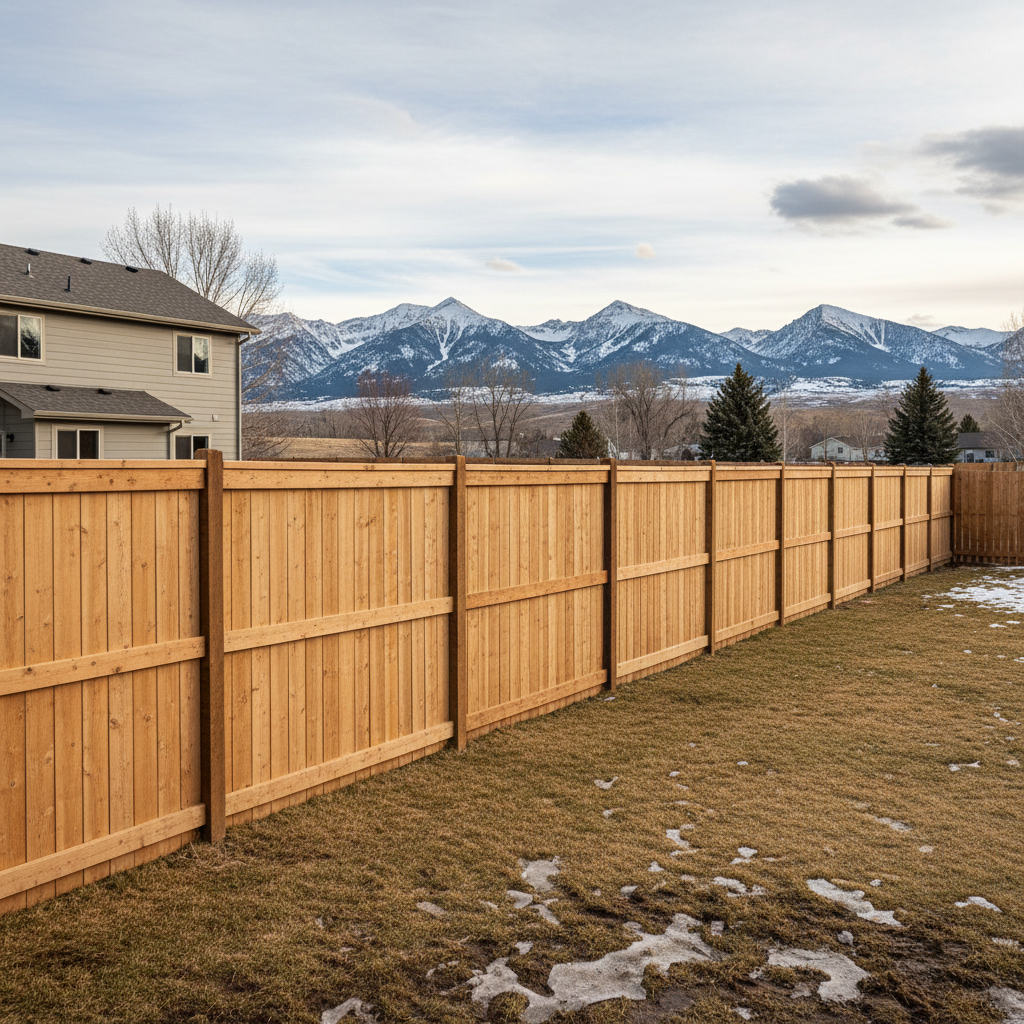Completed wood fence installation work at a residential property in Billings, MT