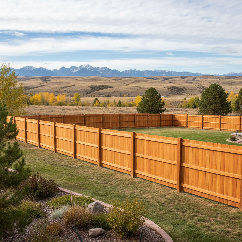 Completed wood fence installation work at a residential property in Billings, MT