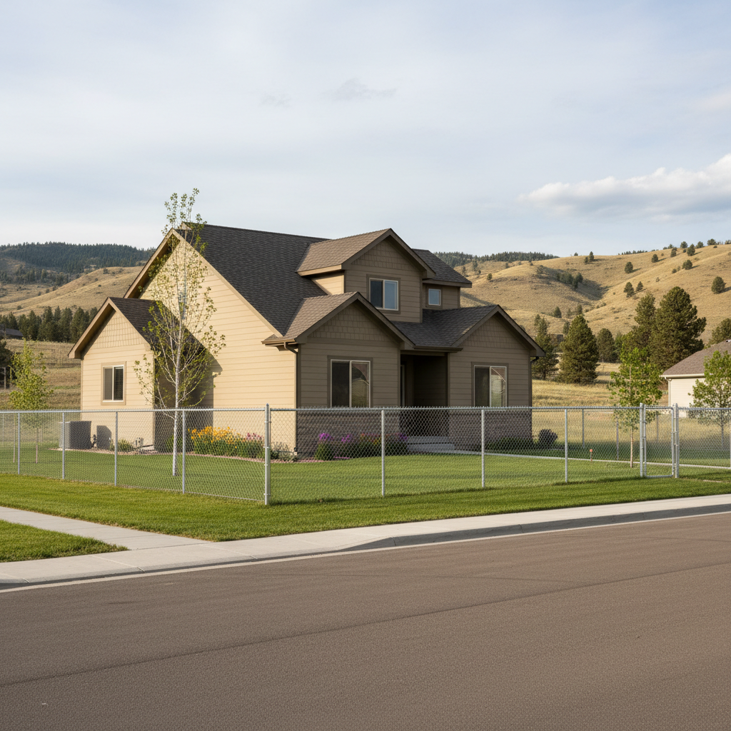 Completed chain link fence installation work at a residential property in Billings, MT