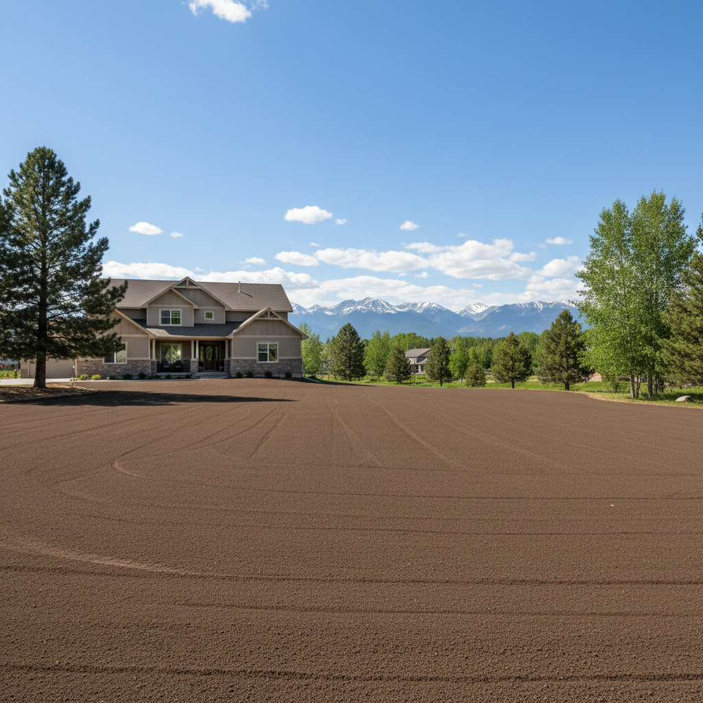 Completed lawn grading work at a residential property in Missoula, MT