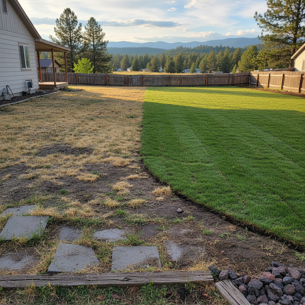 Completed sod installation work at a residential property in Missoula, MT