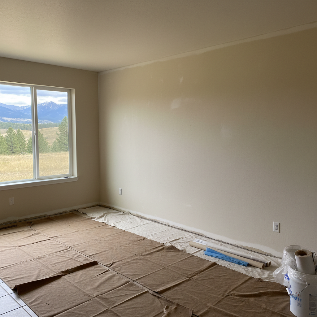 Completed wallpaper removal work at a residential property in Victor, MT