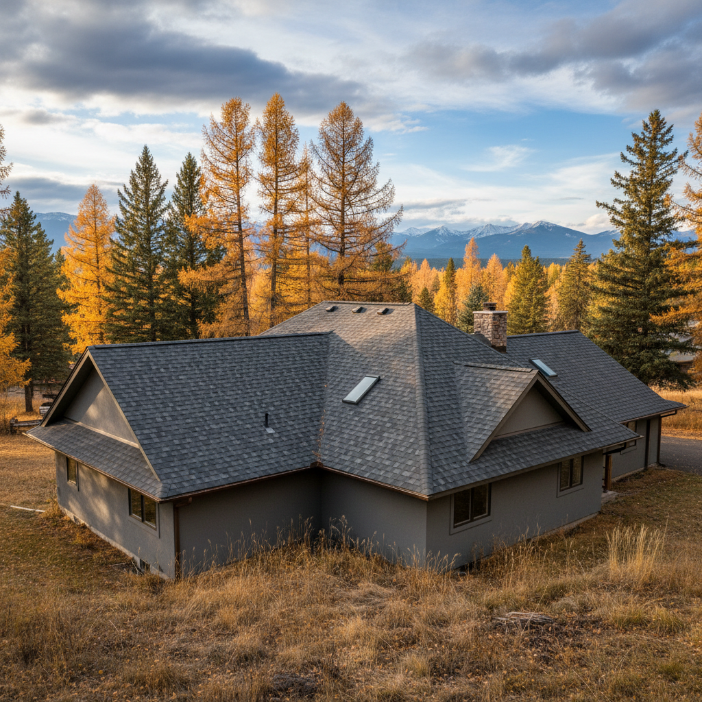 Completed roof installation work at a residential property in Missoula, MT