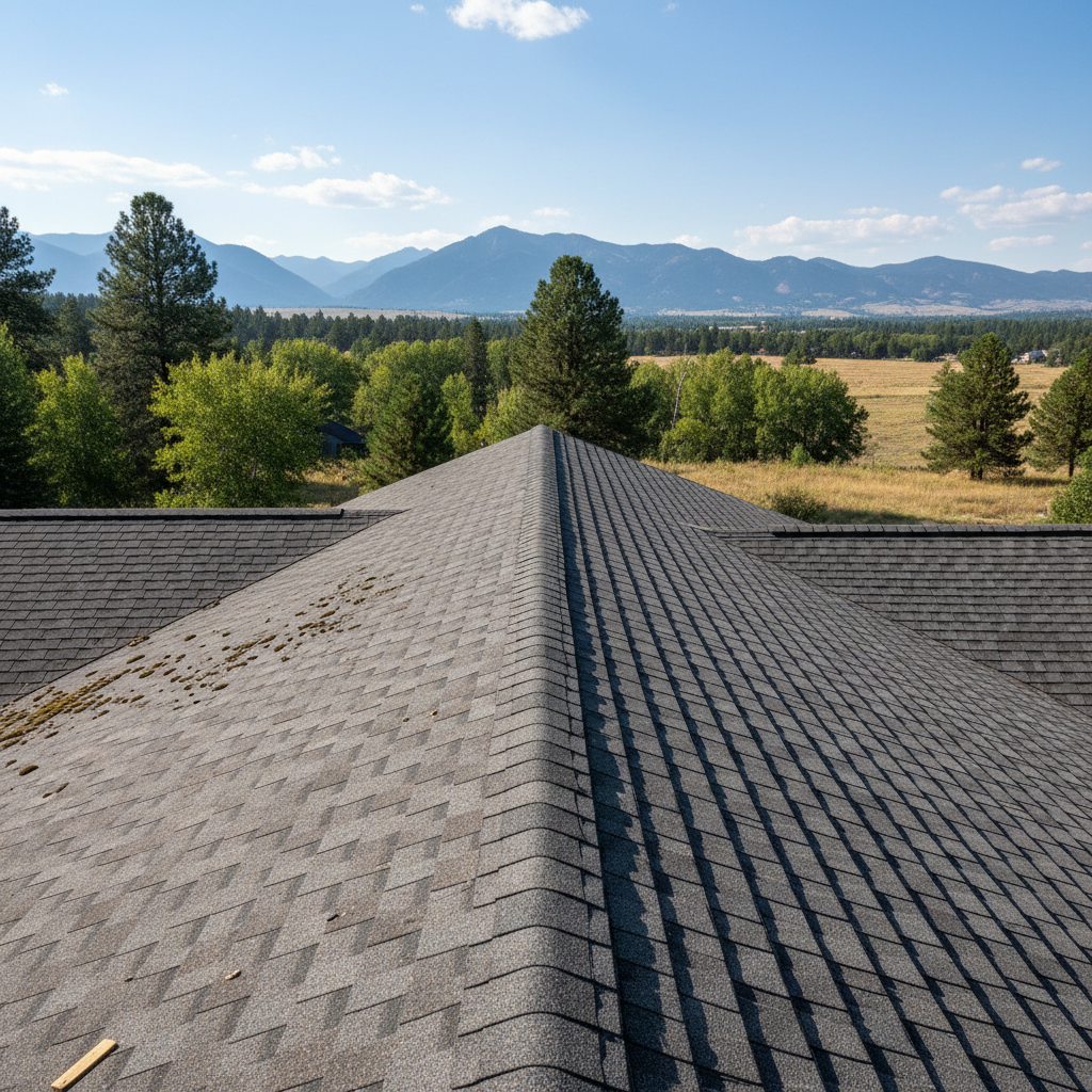 Completed roof replacement work at a residential property in Missoula, MT