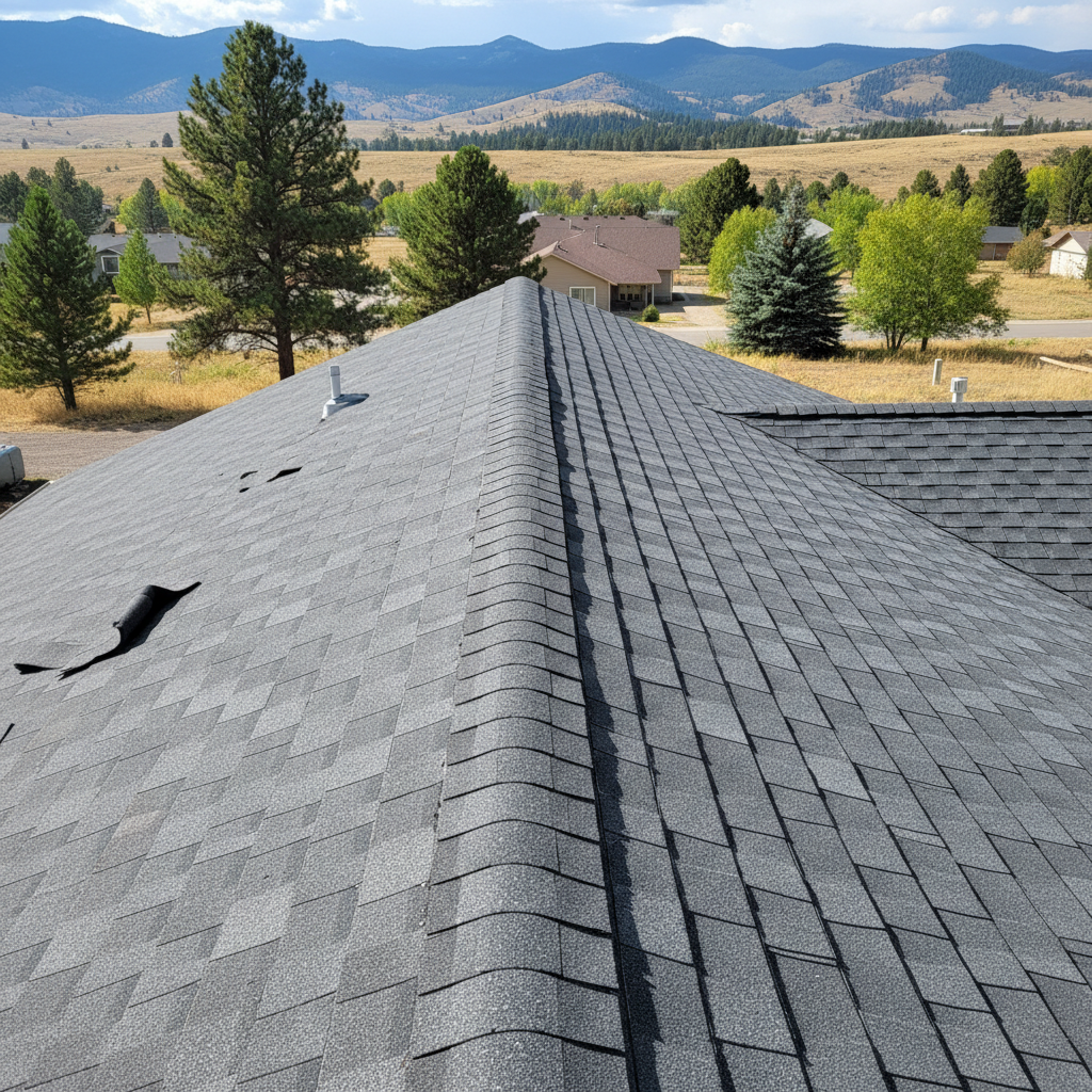 Completed roof repair work at a residential property in Helena, MT
