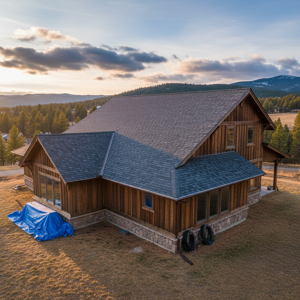 Completed roof replacement work at a residential property in Helena, MT