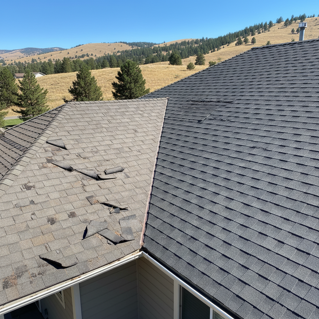 Completed roof replacement work at a residential property in Helena, MT