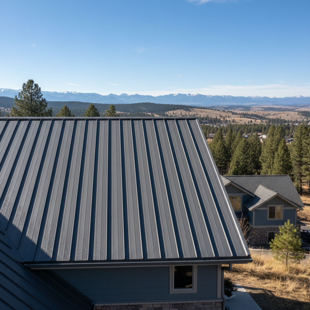 Completed metal roofing work at a residential property in Helena, MT
