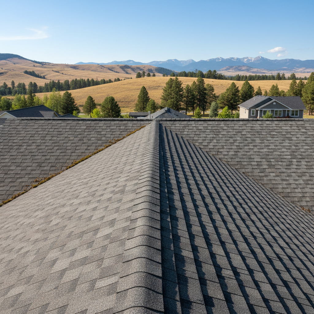 Completed asphalt shingle roofing work at a residential property in Polson, MT