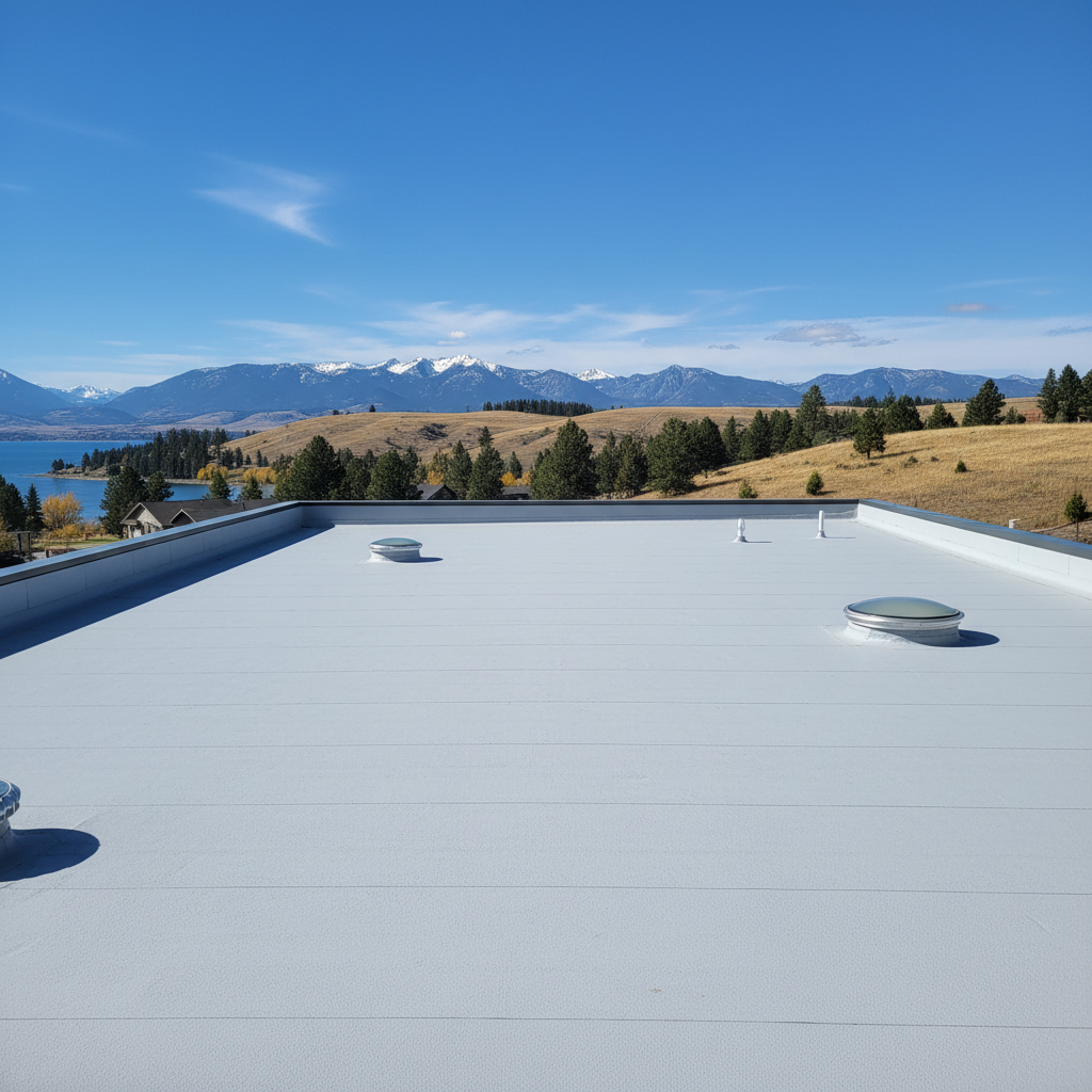 Completed flat roofing work at a residential property in Polson, MT