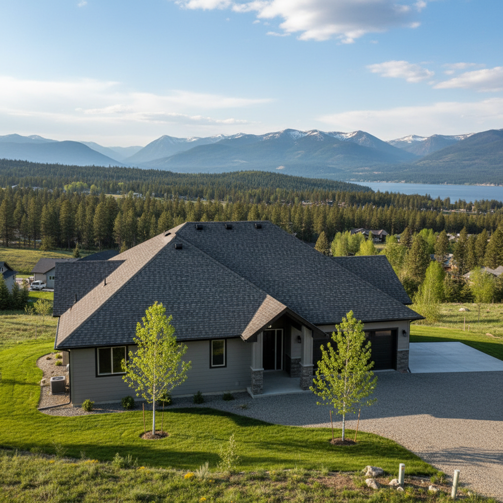 Completed new construction roofing work at a residential property in Polson, MT