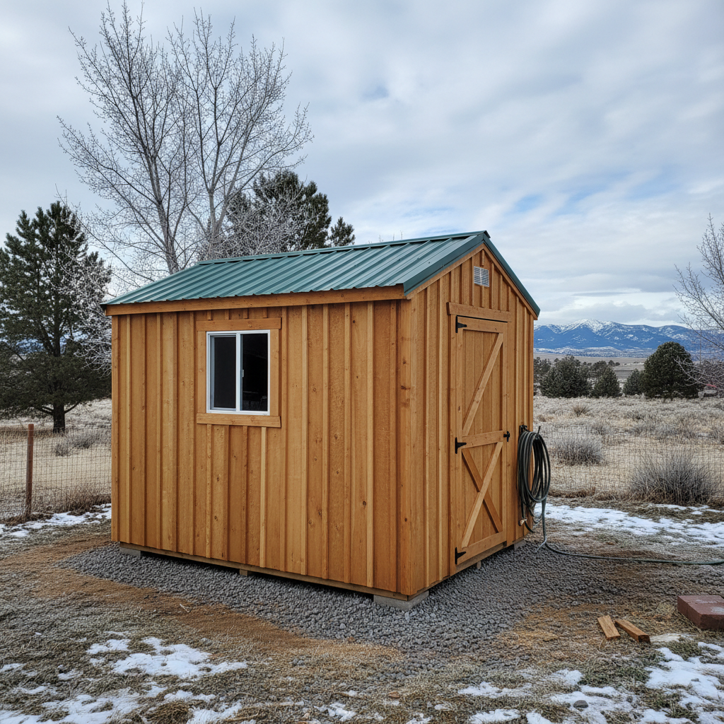 Completed storage sheds work at a residential property in Billings, MT