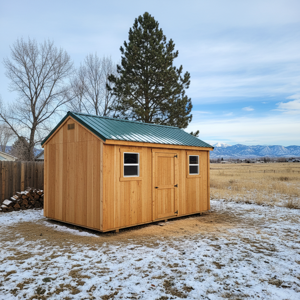 Completed storage sheds work at a residential property in Great Falls, MT