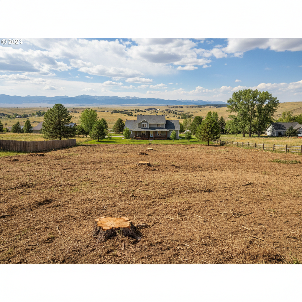 Completed lot clearing work at a residential property in Billings, MT