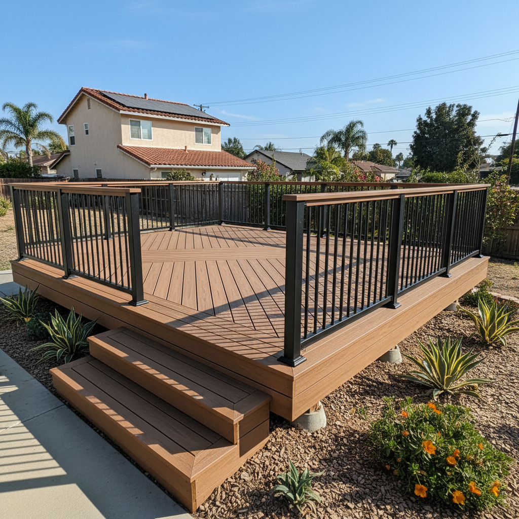 Completed trex decks work at a residential property in Hawthorne, CA