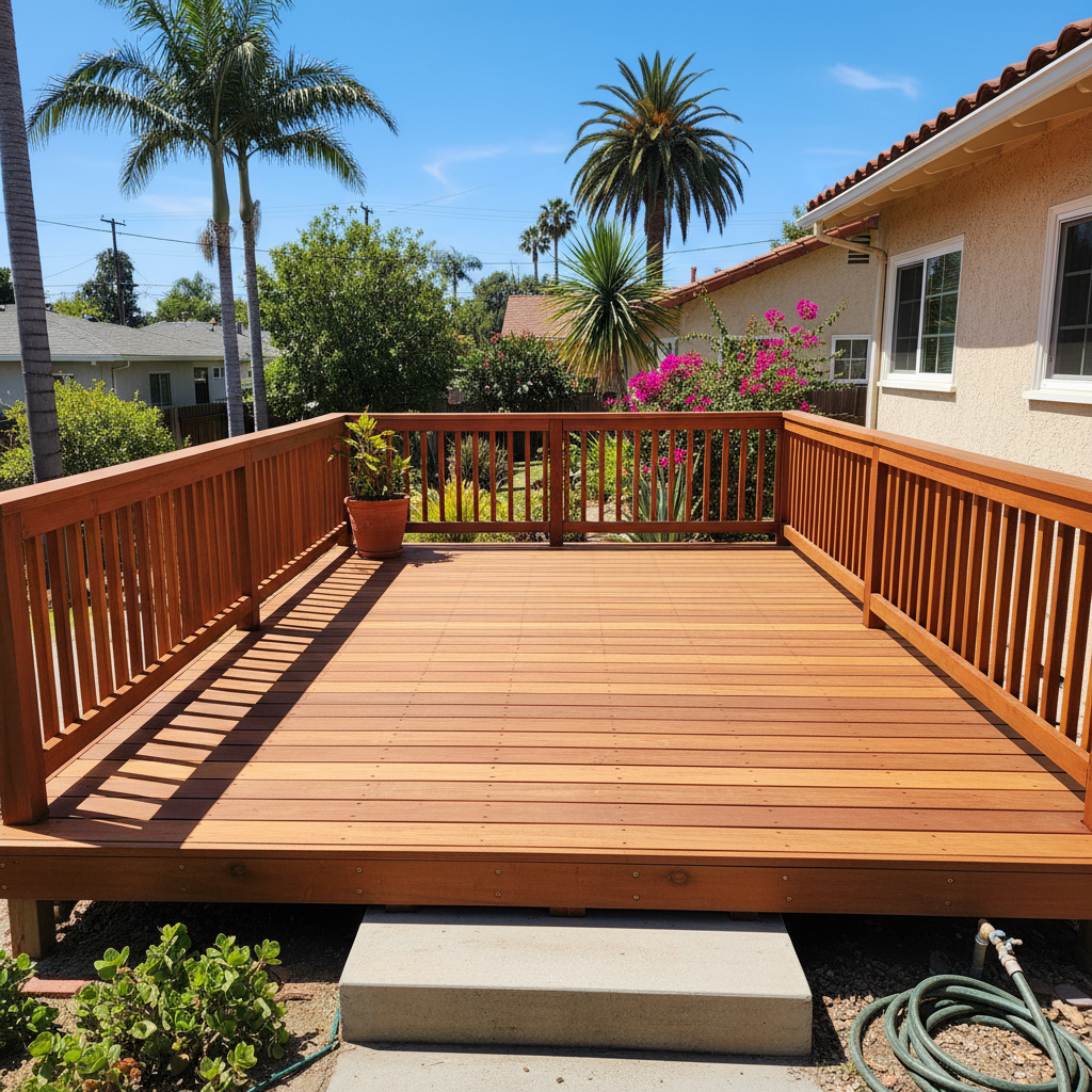 Completed deck repair work at a residential property in Long Beach, CA
