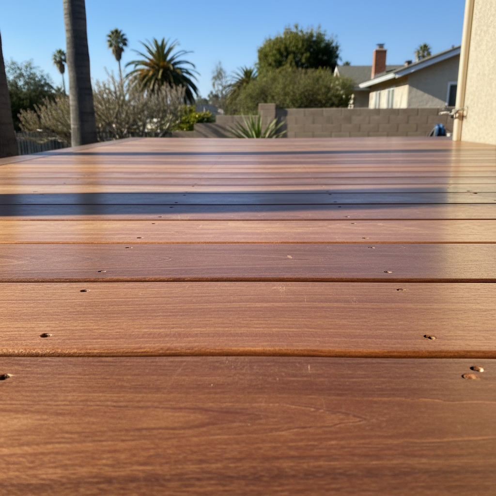 Completed deck construction work at a residential property in Los Angeles, CA