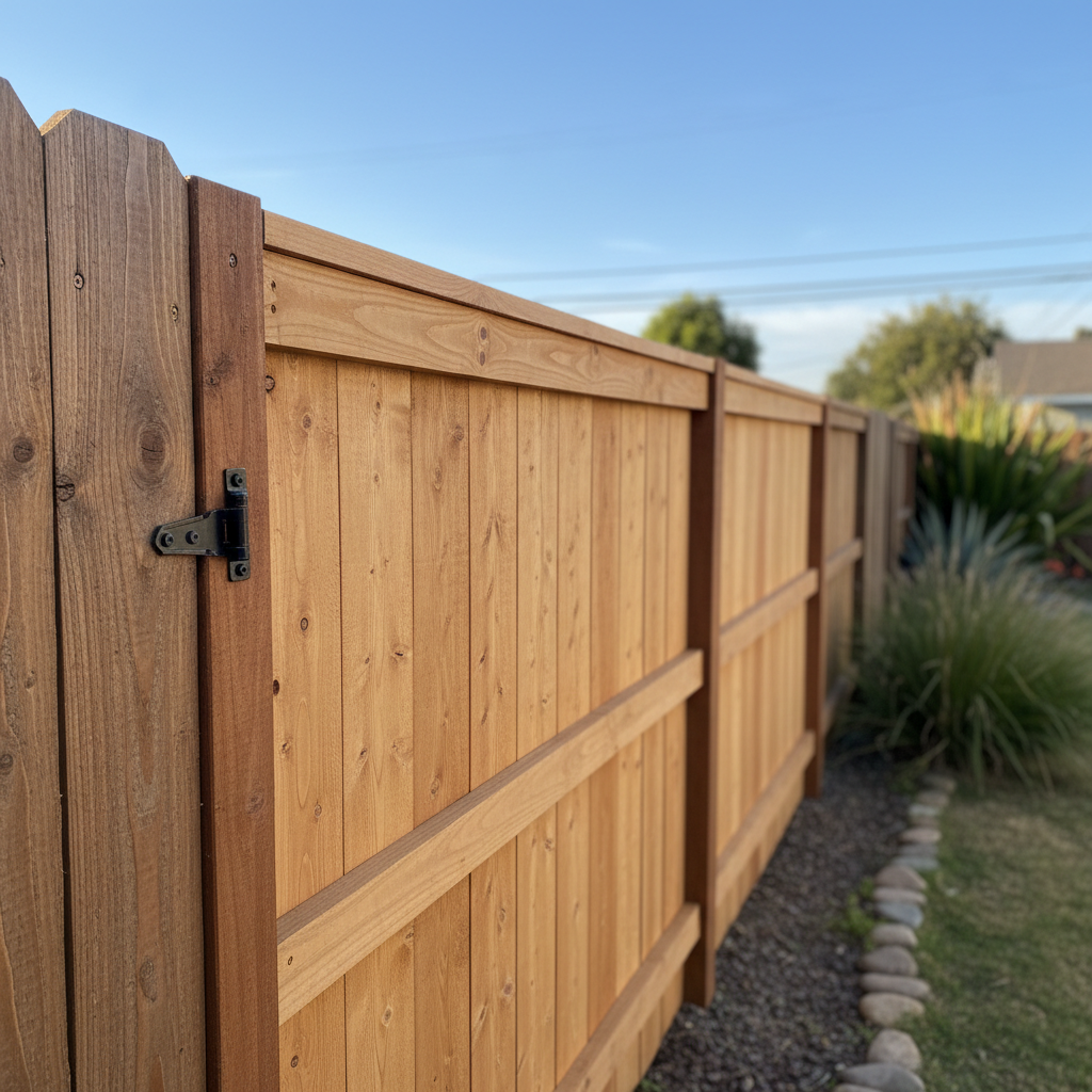 Completed fence repair work at a residential property in Garden Grove, CA
