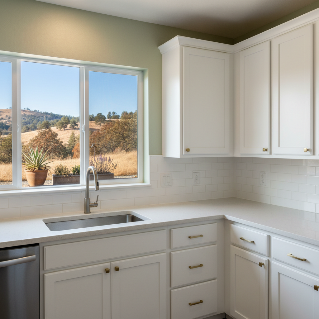 Completed cabinet painting work at a residential property in Auburn, CA