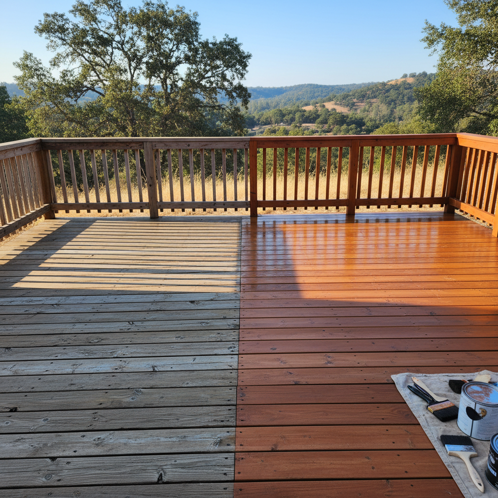 Completed deck staining work at a residential property in Auburn, CA