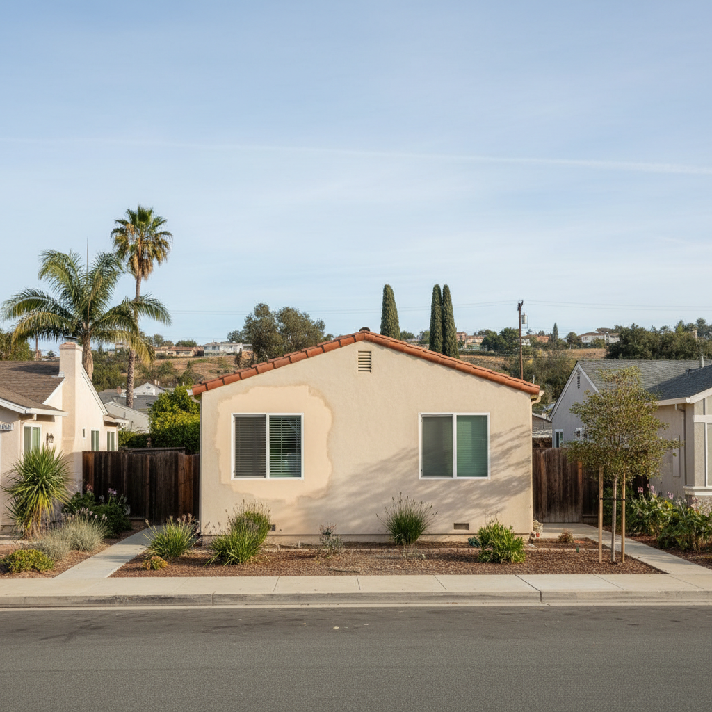 Completed stucco repair work at a residential property in San Leandro, CA
