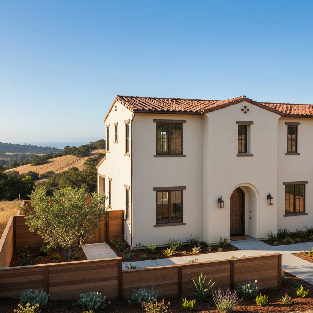 Completed stucco installation work at a residential property in Santa Cruz, CA