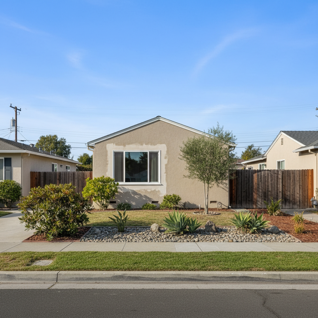Completed stucco repair work at a residential property in San Leandro, CA