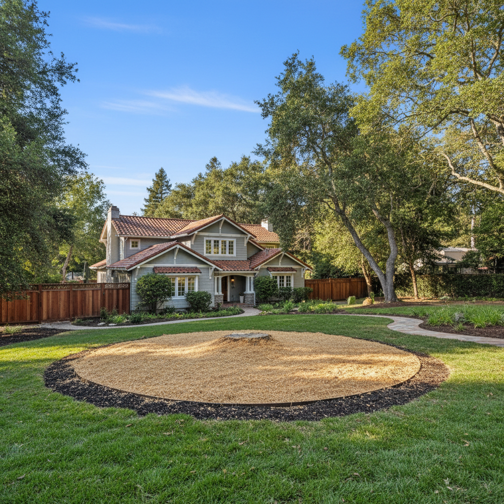 Completed tree removal work at a residential property in Menlo Park, CA