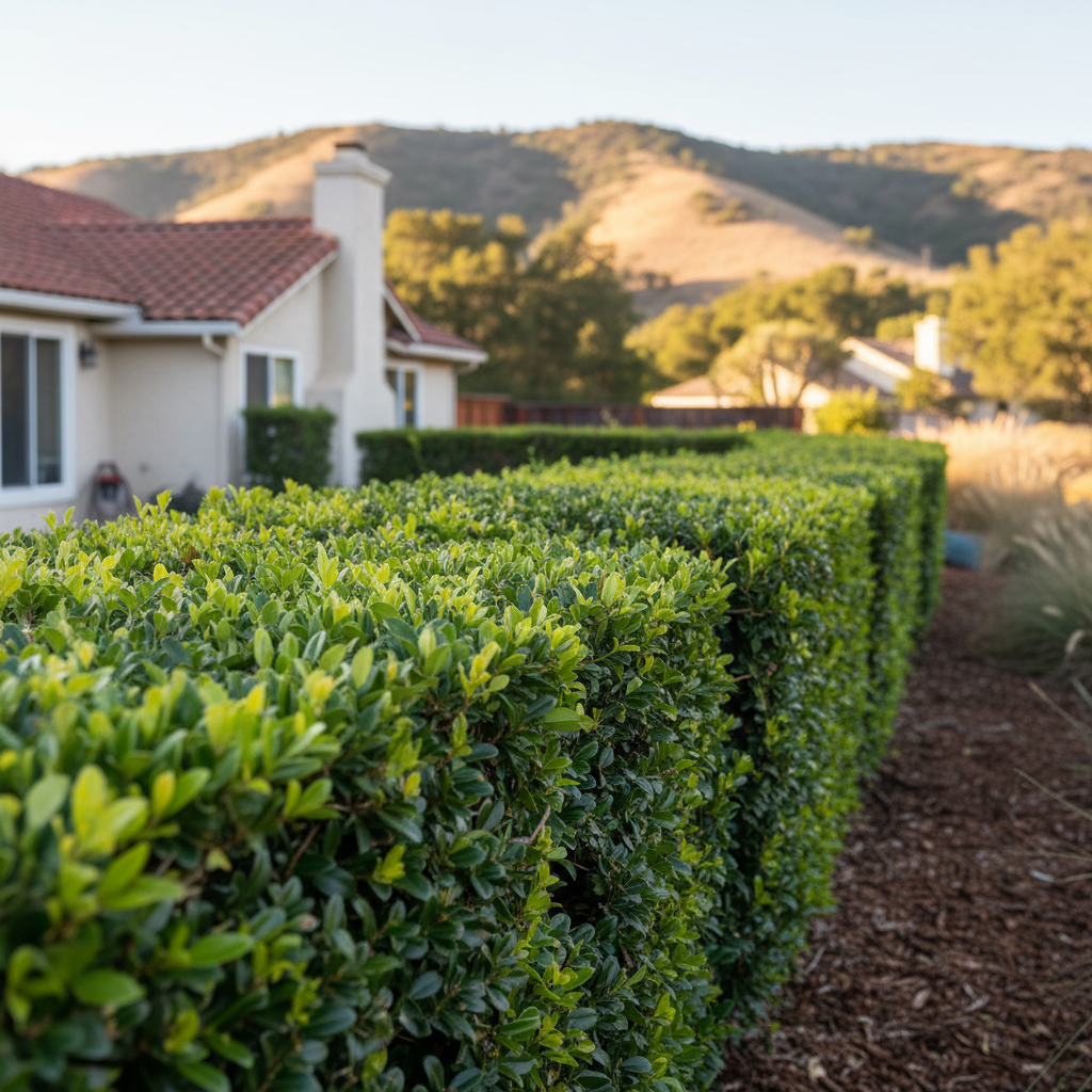 Completed shrub & bush trimming work at a residential property in Menlo Park, CA